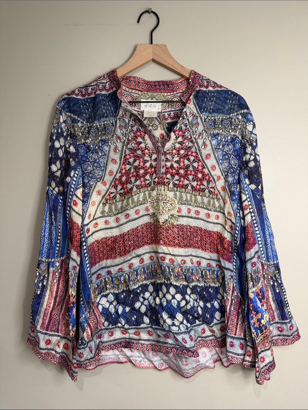 Camilla Beaded Blouse 100% Silk Small